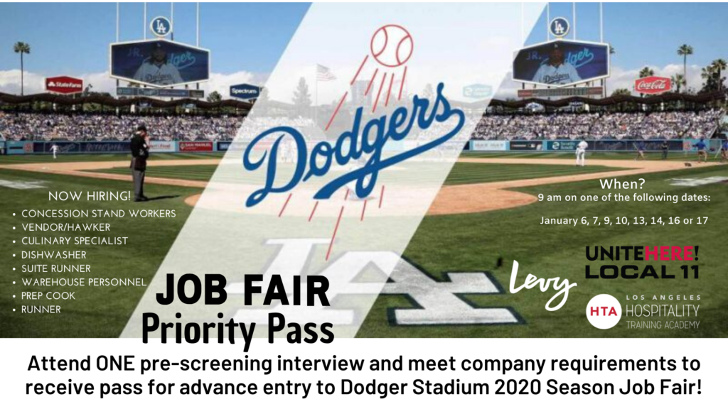 Join Us for Our Hiring Event Levy Job Fair for Dodger Stadium